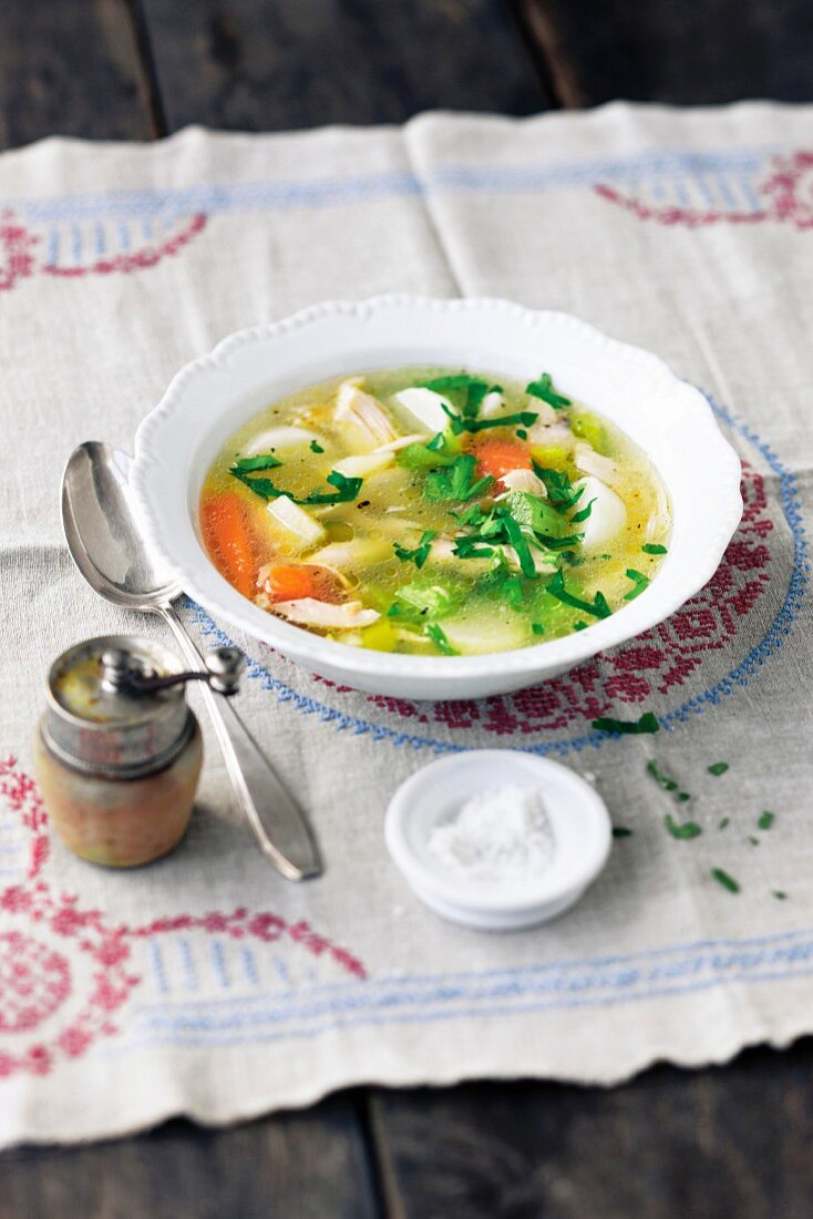 Chicken soup with vegetables