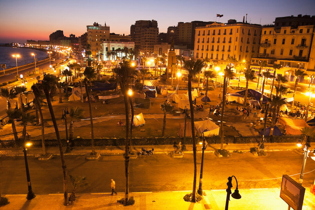 Ägypten,Zeltlager auf dem Place Saad Zaghloul in Alexandria