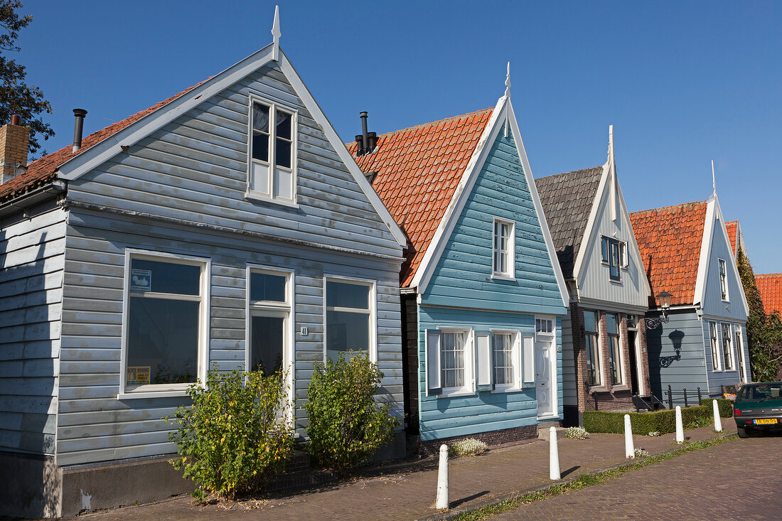 View of fishermen's houses in Durgerdam, Noord, Amsterdam, Netherlands