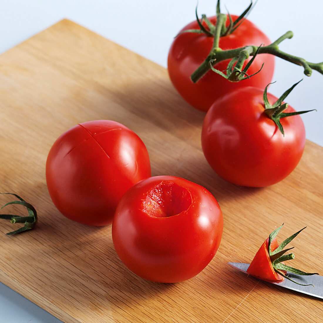 Kochkurs, Tomaten vom Stielansatz befreien, Step 1