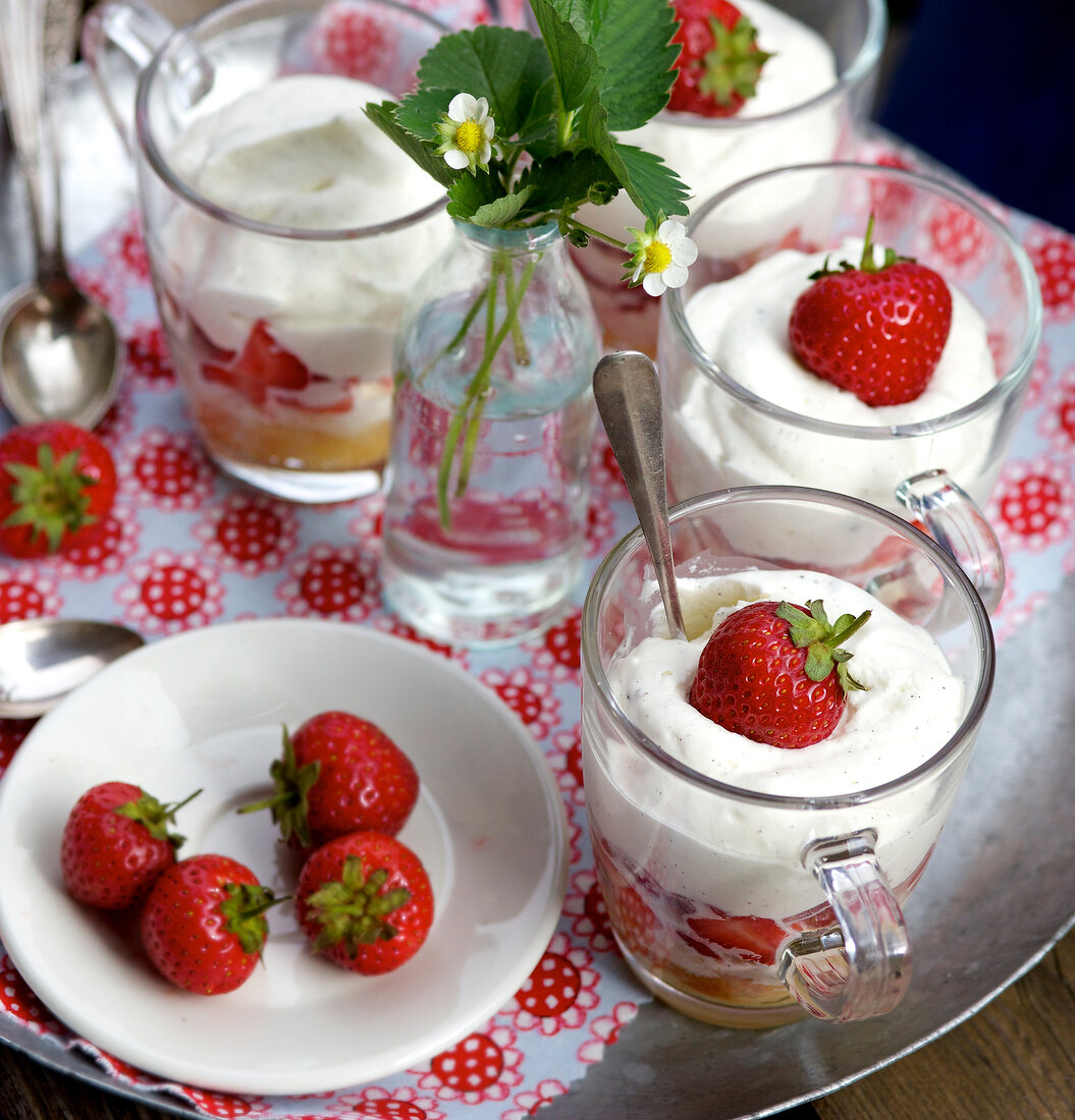 Strawberry trifle in glass
