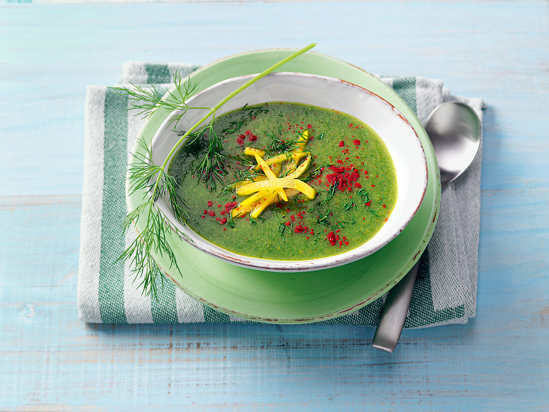 Bowl of green soup