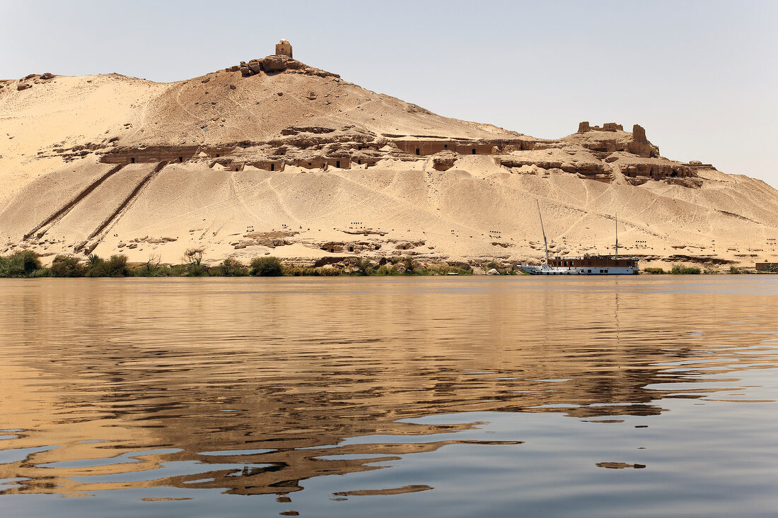 View of Rock tombs at el Hawa Qubbet, Egypt