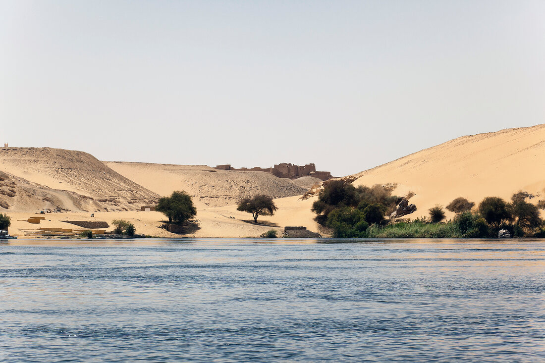 View of Coptic monastery on the West Bank of Aswan, Egypt