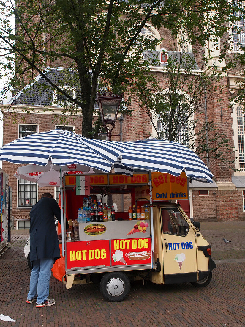 Hot dog cart outside Westerkerk, Amsterdam