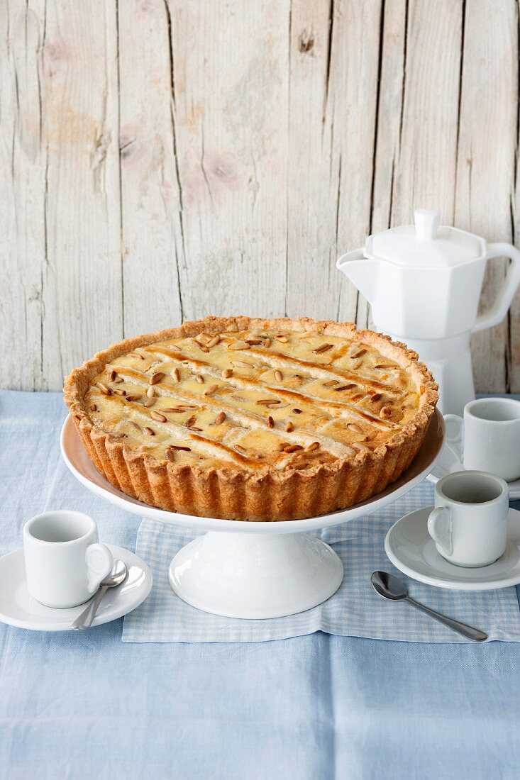 Crostata with ricotta and pine nuts (Italy)
