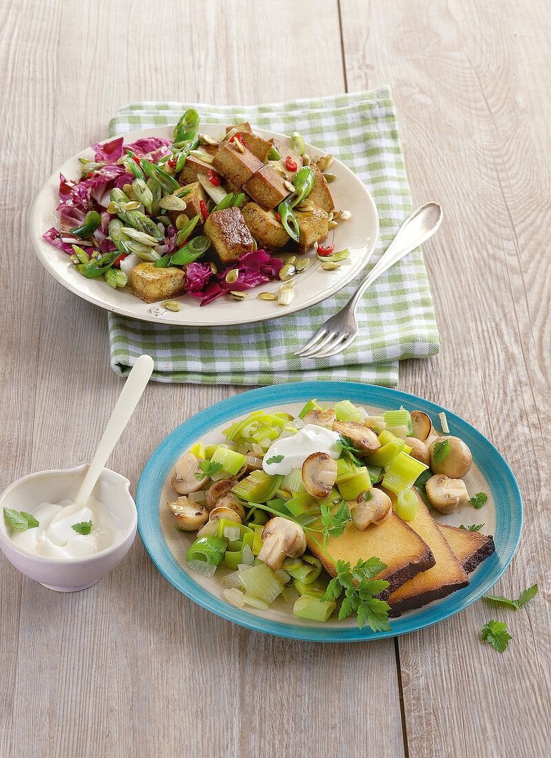 Schlank im Schlaf, Tofu mit Kürbiskernen, Tofu mit Pilzen