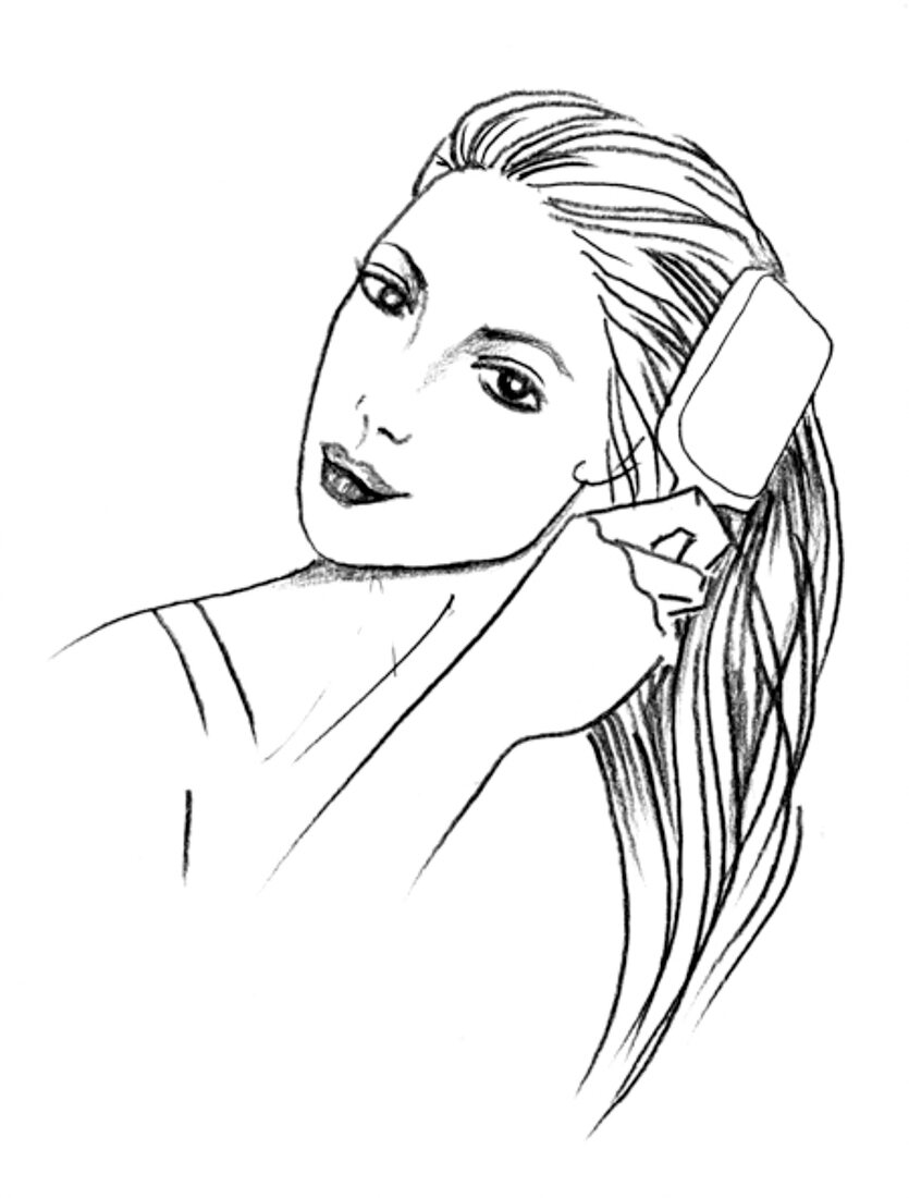 Illustration, Haarstyling, Haare, kämmen, Bürste, Step 1