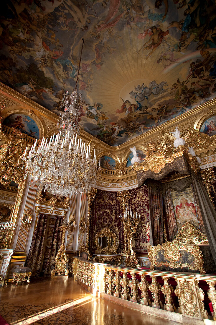 Pageantry bedroom in new castle in  Herrenchiemsee, Chiemgau, Bavaria, Germany