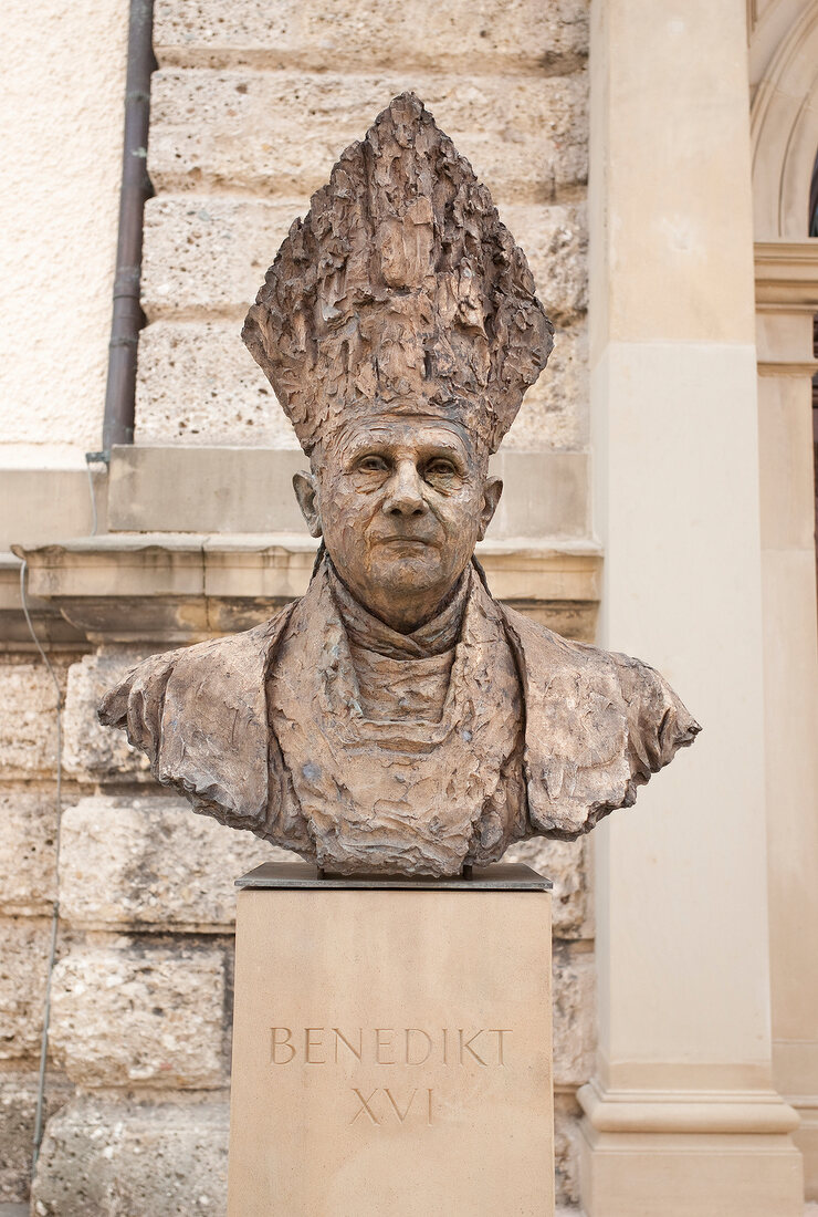 Statue of Pope Benedict XVI, Chiemgau, Bavaria, Germany