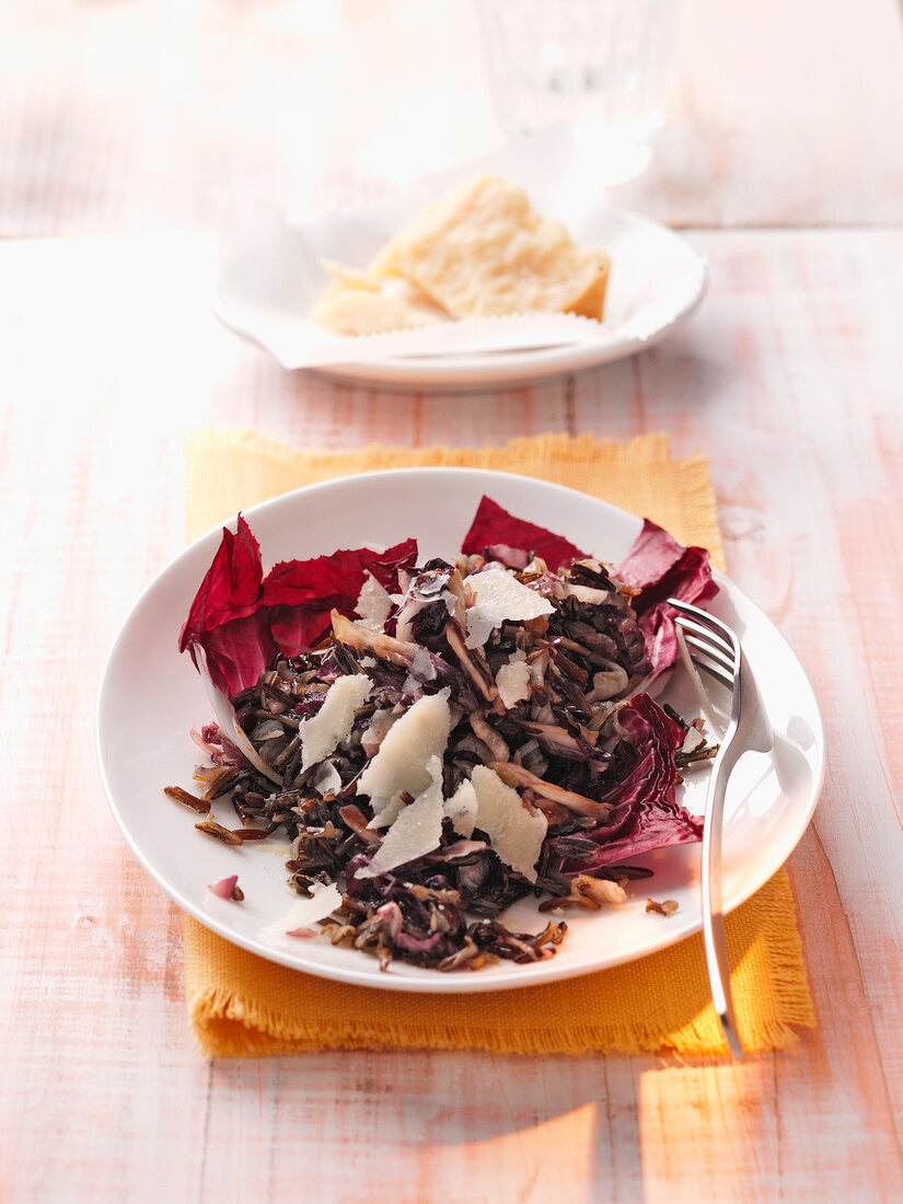 Radicchio risotto on plate