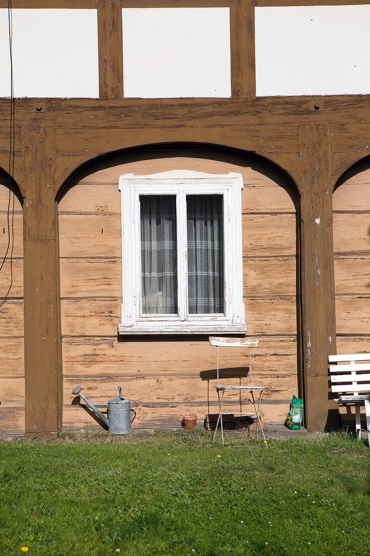 Window of Upper Lusatian house, Upper Lusatia, Saxony, Germany