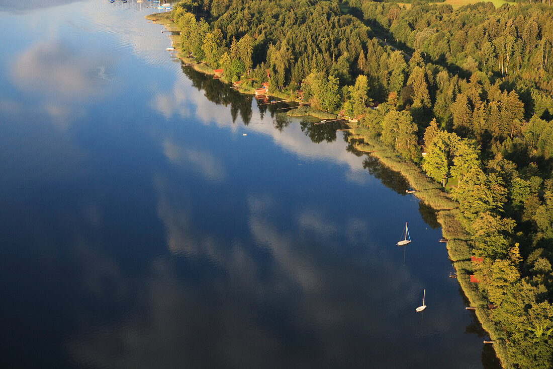 Chiemgau, Bayern, Simssee bei Krottenmühl, Luftaufnahme