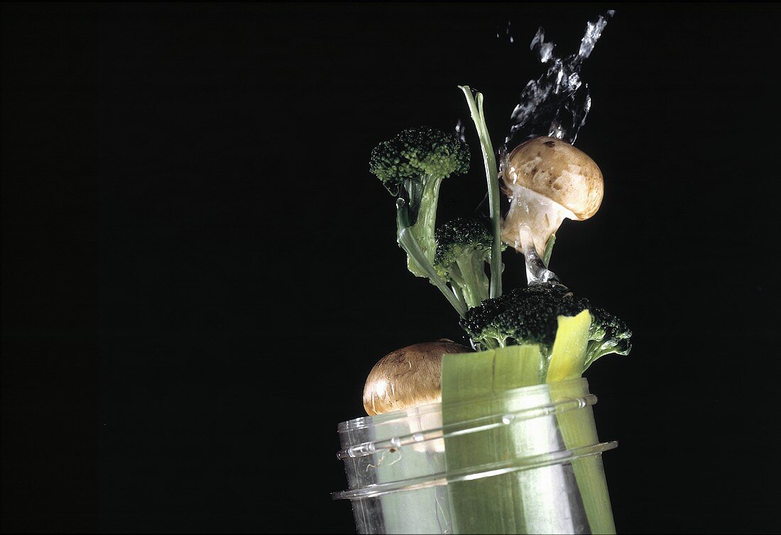 Tossing Vegetables Out of a Jar; Water
