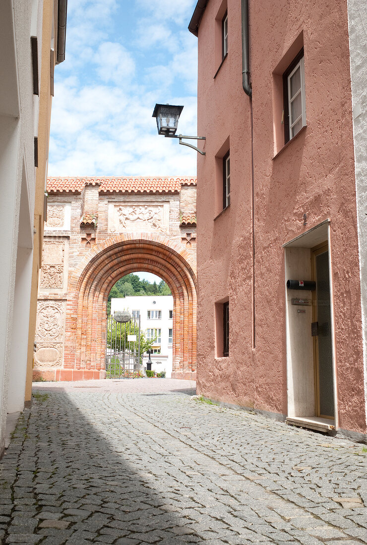 Old city wall of Wasserburg am Inn, Rosenheim, Bavaria, Germany