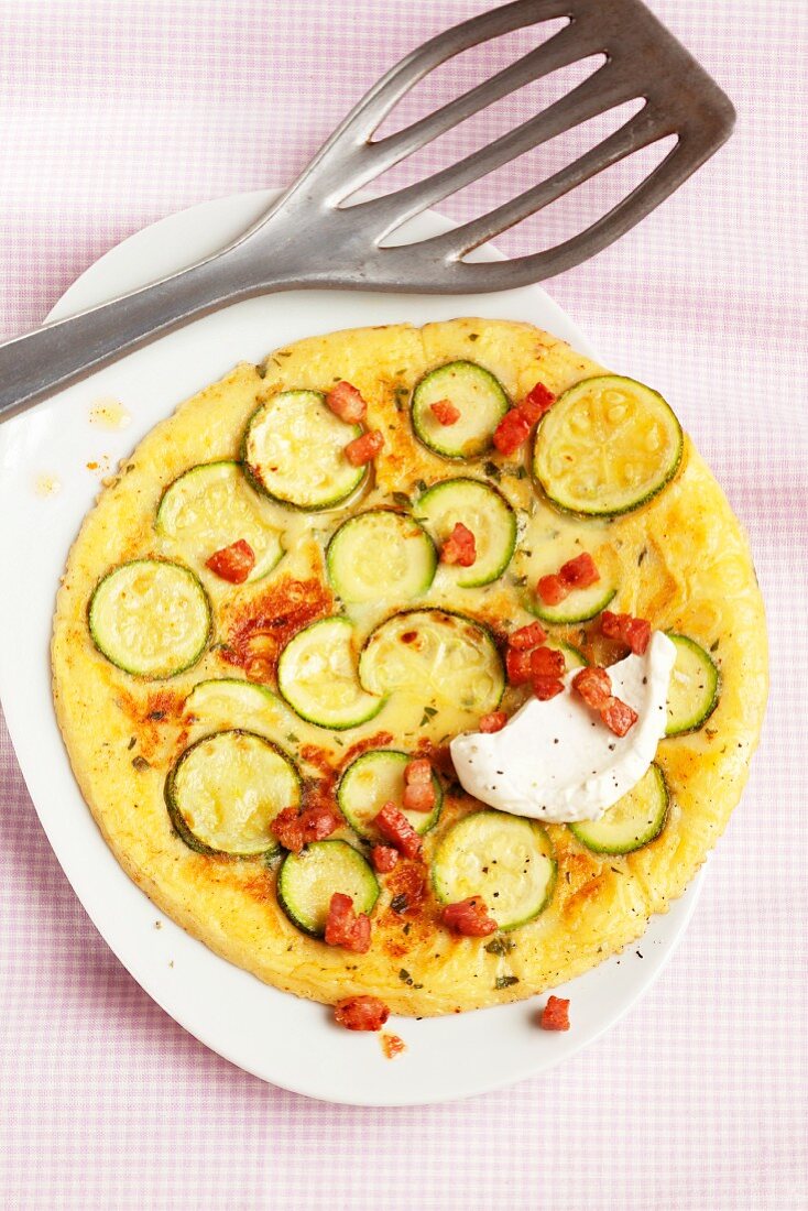 Courgette and bacon pancake