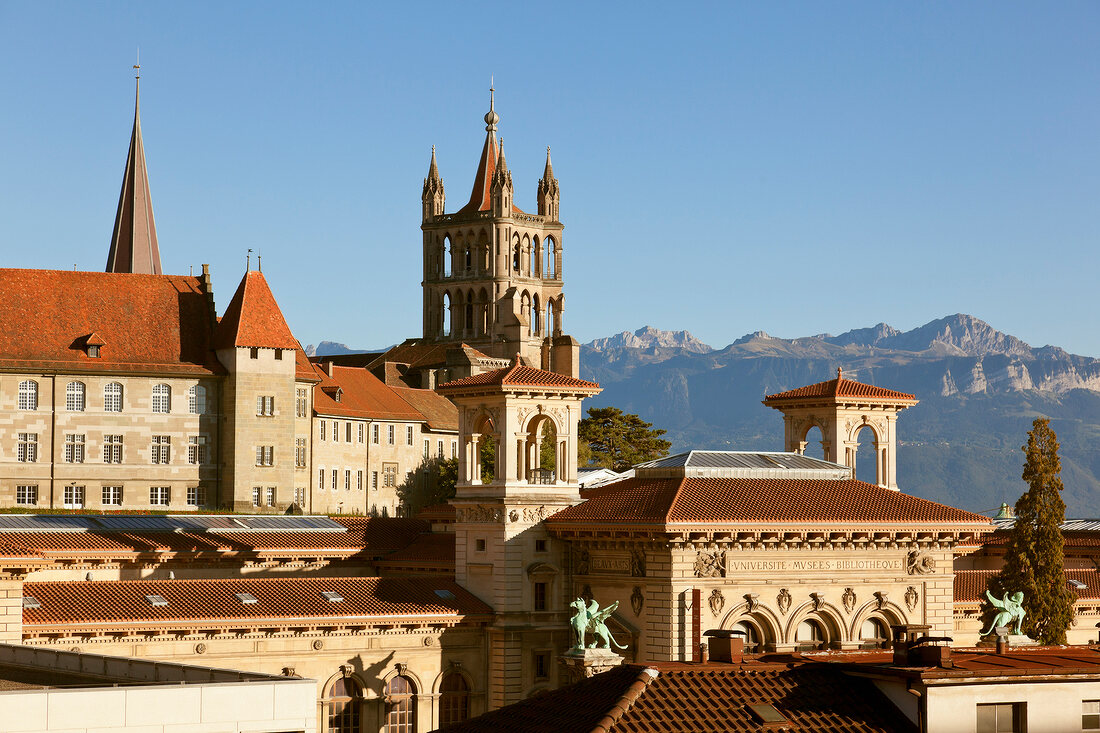 Genfer See, Romandie, Lausanne, Centre, Notre-Dame, Palais de Rumine