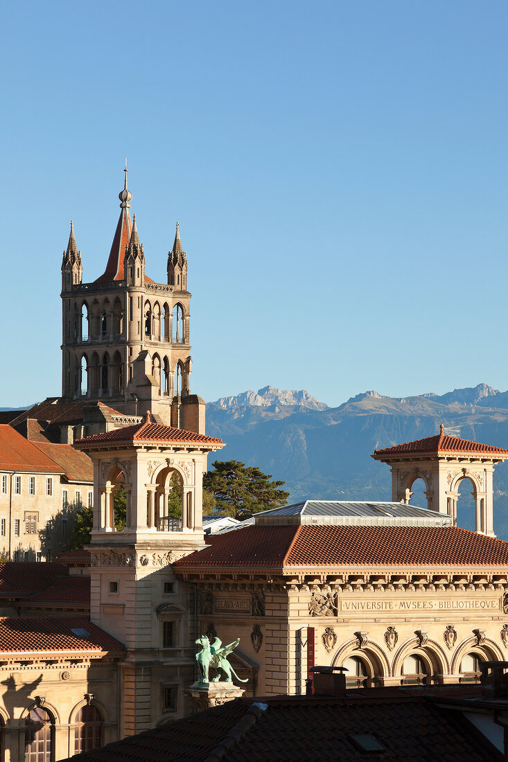 Genfer See, Romandie, Lausanne, Centre, Notre-Dame, Palais de Rumine