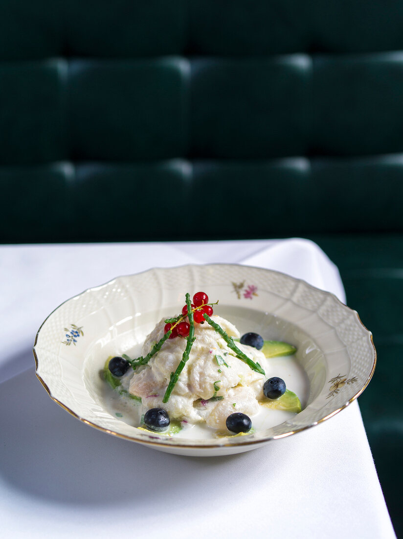 Close-up of ceviche in plate