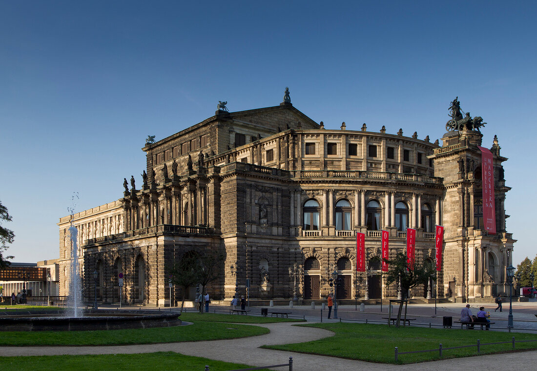Exterior view of Semper Opera, Dresden, Saxony, Germany
