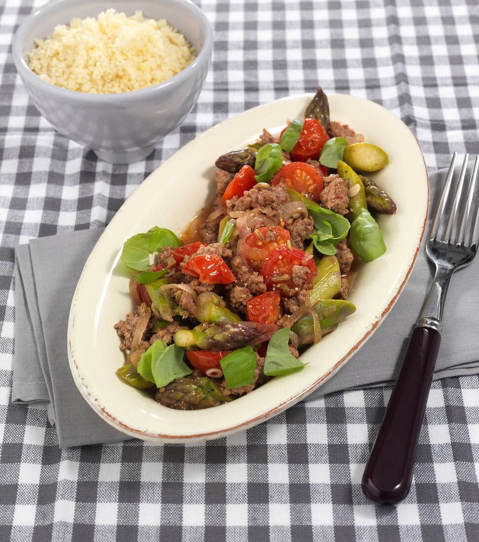 Vegetables in serving dish