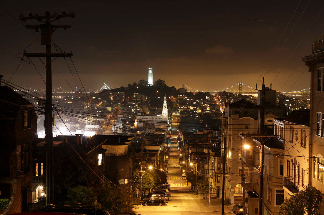 ruhige Straße, Nacht, Stadtviertel, San Francisco
