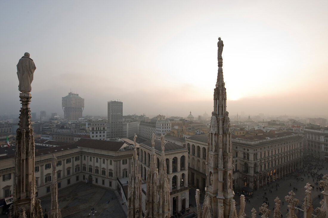 View of cityscape and Milan Cathedral at Milan, Italy