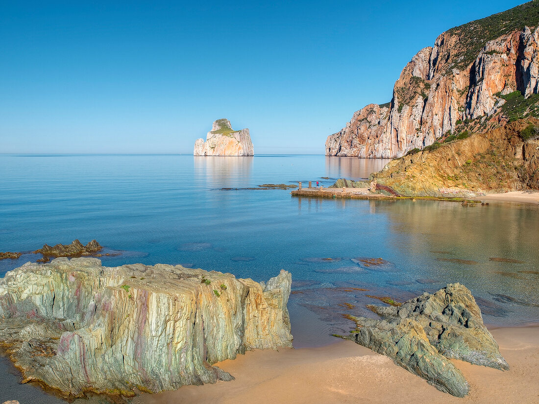 View of southwest coast of Mediterranean Sea in Sardinia, Italy