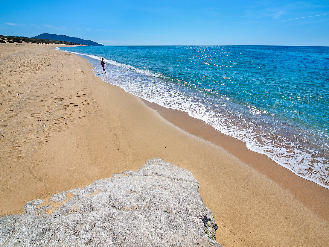 View of beach in Costa Verde, Sardinia