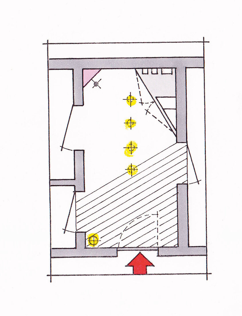 Illustration, Zeichnung, Flur, Grundriss