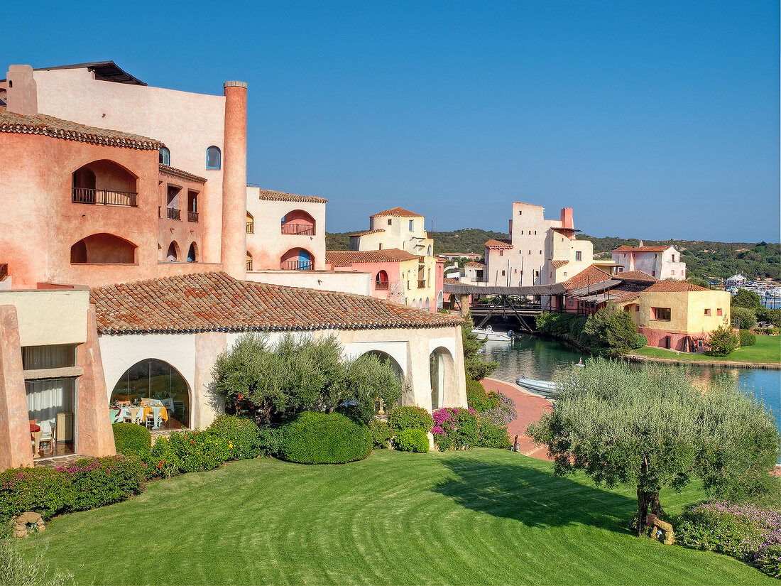 Exterior of hotel Caladi Volpe at Porto Cervo, Costa Smeralda, Sardinia, Italy