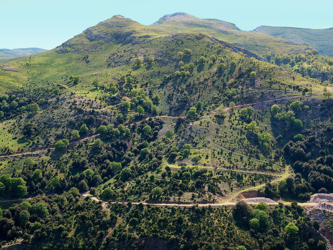 View of green mountains of Monti del Gennargentu, Sardinia, Italy