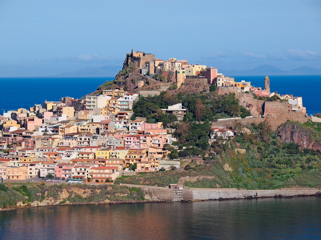 View of Castelsardo and Mediterranean sea in Sardinia, Italy