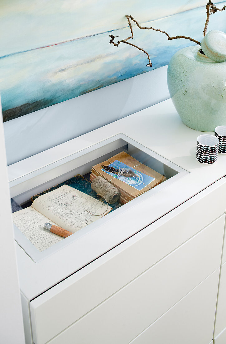 Wohnzimmer, Detail, Sideboard, Highboard, Vitrinenfach, Vitrine