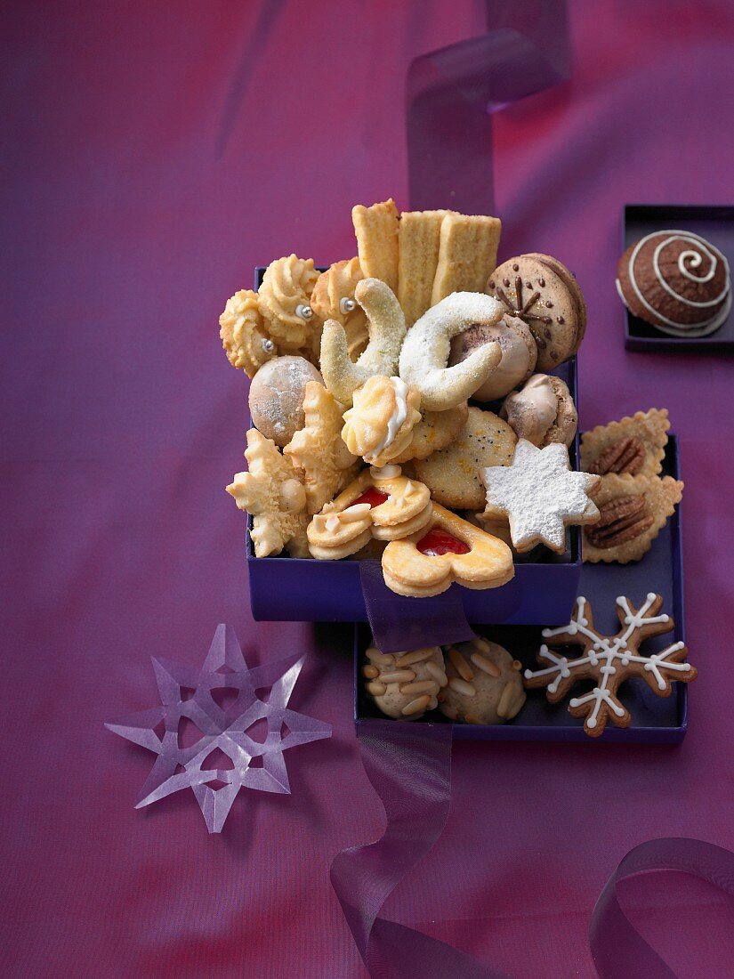 A box of Christmas biscuits