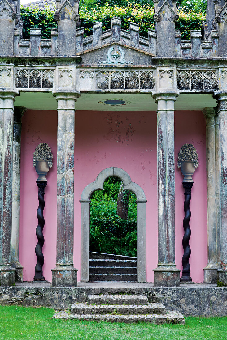 The Gothic Pavilion at Portmeirion village in Gwynedd, Wales, UK