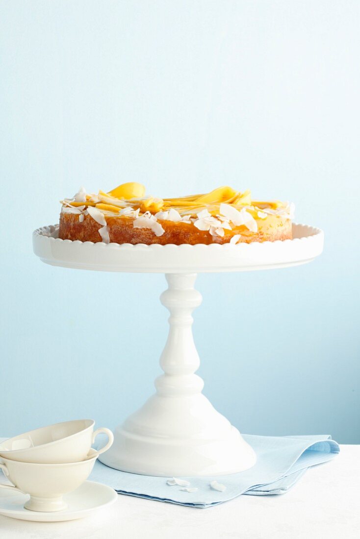 Rice cake with coconut and mango