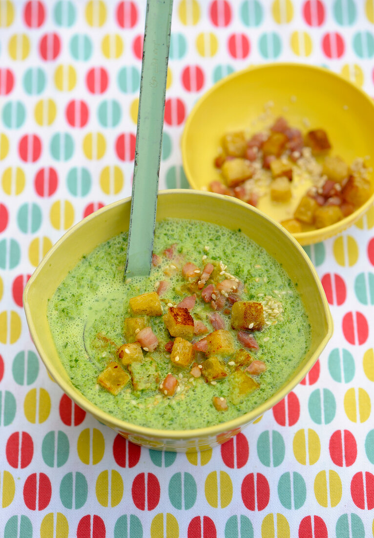 Vegetable soup in bowl