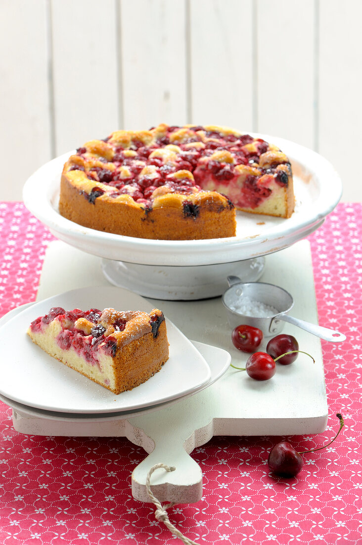 Cherry clafoutis on plate