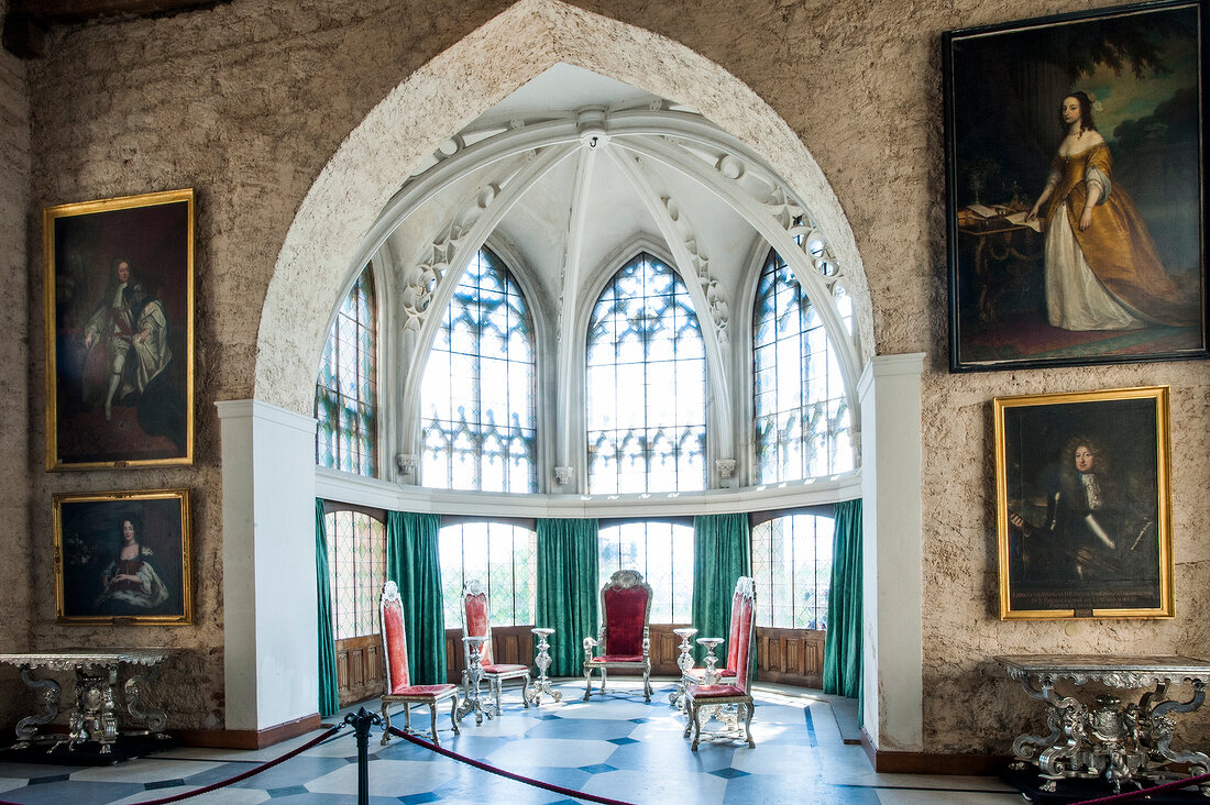 View of silver furniture of King George II at Marienburg Castle, Hannover, Germany