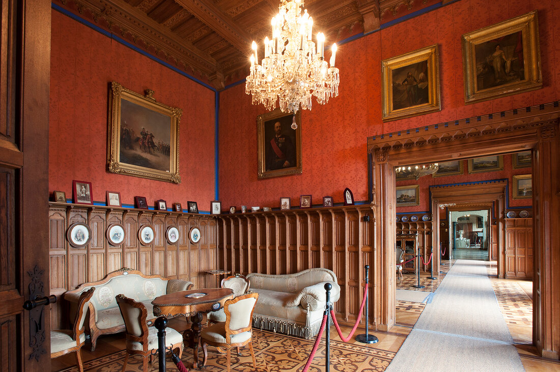 View of Salon of Queen Marie at Marienburg Castle, Hannover, Germany