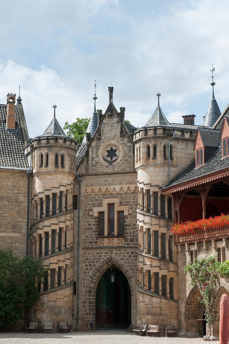 Entrance and courtyard of Marienburg Castle, Lower Saxony, Germany