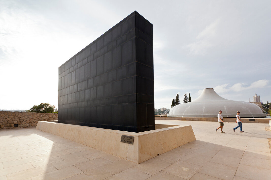 View of people at Shrine of the Book in Israel Museum, Jerusalem, Israel