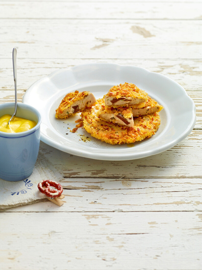 Fried milzwurst with pretzel crumbs, Bavaria, Germany