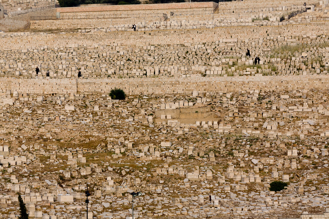 View of Mount Olives Jewish Cemetery at Jerusalem, Israel