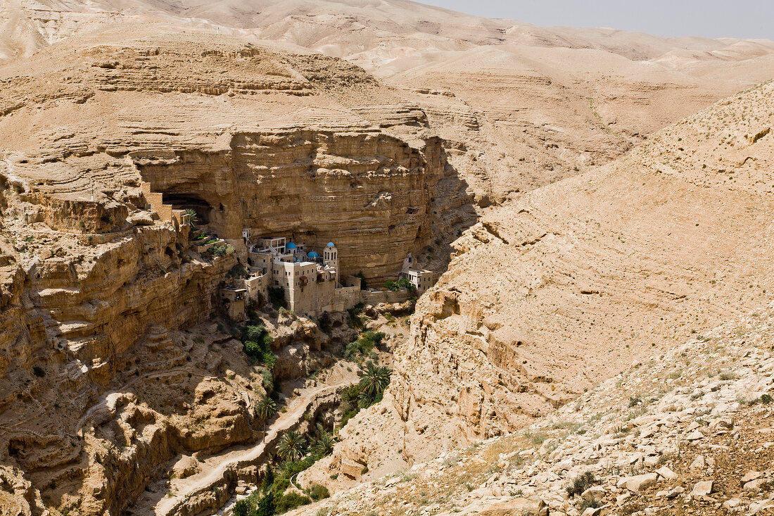 Israel, Wadi Qelt, Judäische Wüste, Westjordanland, St.Georgs-Kloster