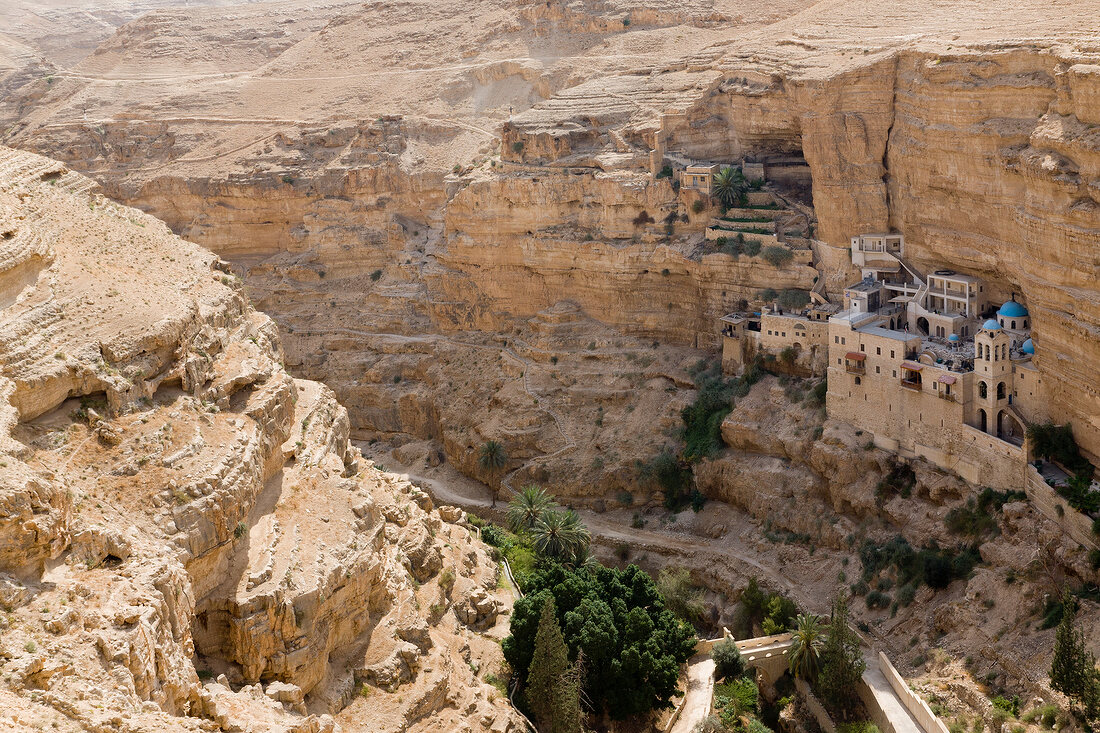 View of St. George's Monastery at Wadi Qelt in Judean Desert, Israel