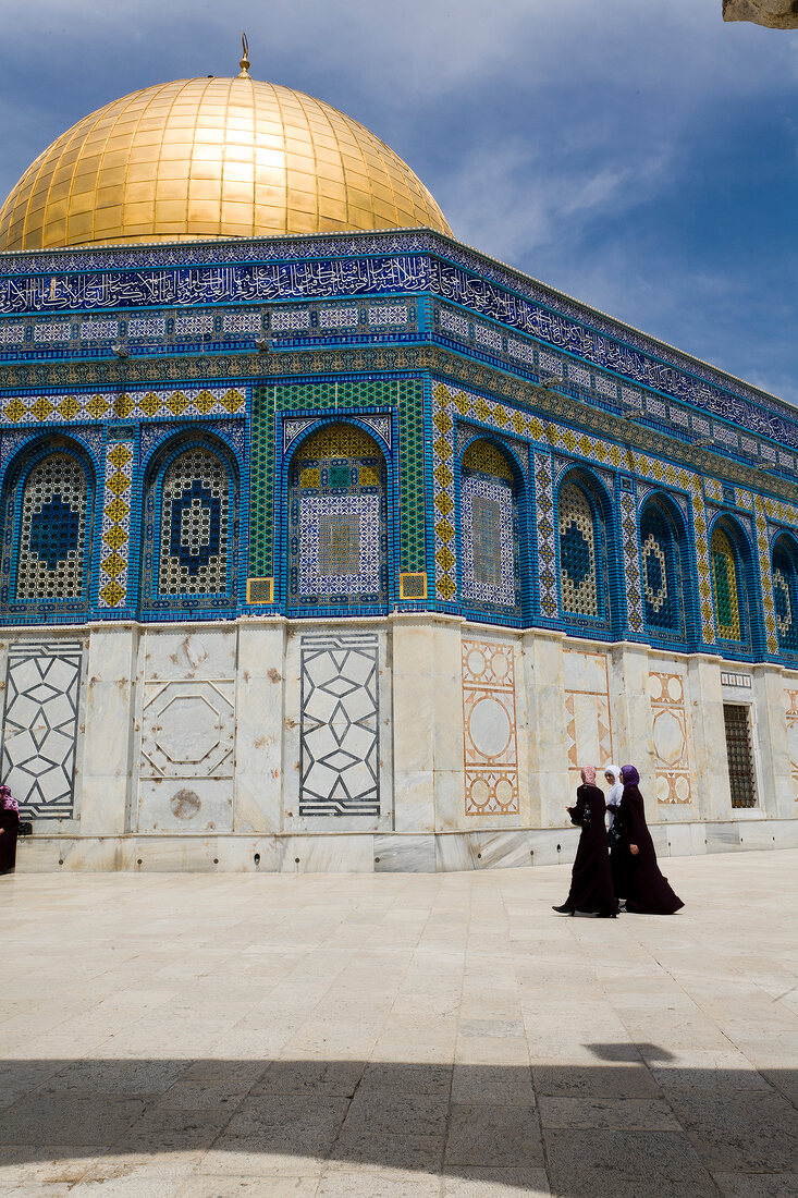 Israel, Jerusalem, Tempelberg, Felsendom, Fayence-Fliesen, Frauen