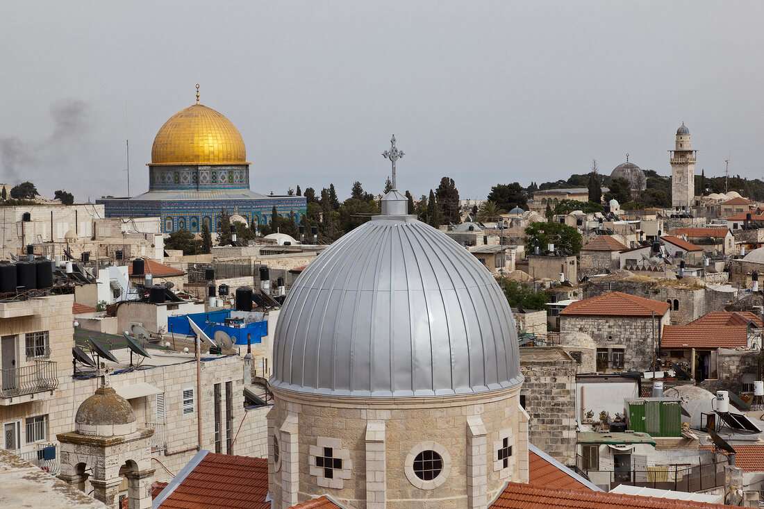 View of The Austrian Hostel and the Dome of the Rock at Jerusalem, Israel