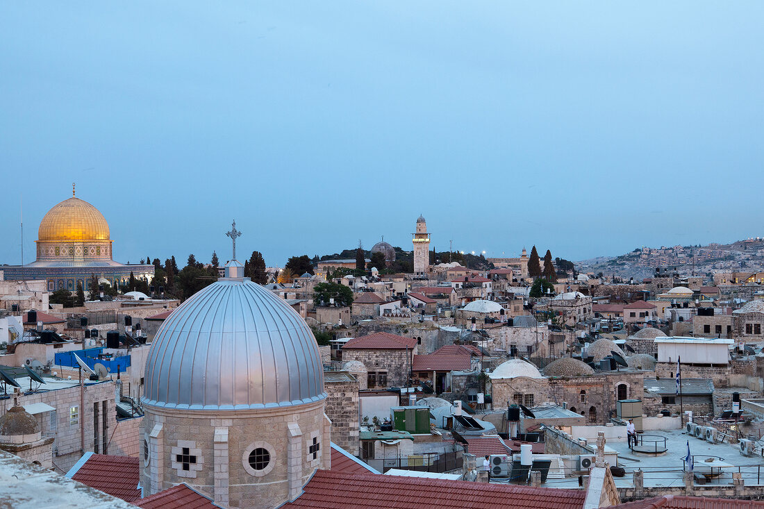 View of The Austrian Hostel and the Dome of the Rock at Jerusalem, Israel